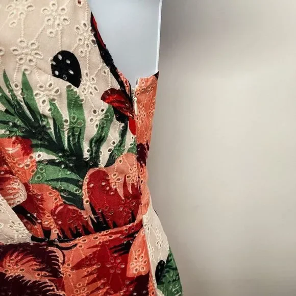 Farm Rio Eyelet Riviera Eyelet Maxi Dress Natural Motif Floral Anthropologie - Picture 12 of 16